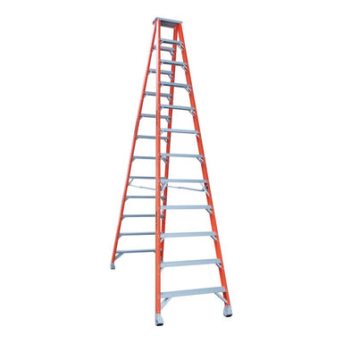 Indalex PROSF12D 3.7M  Industrial Fibreglass 150KG Pro Series Double Sided Step Ladder, view 1, on white background