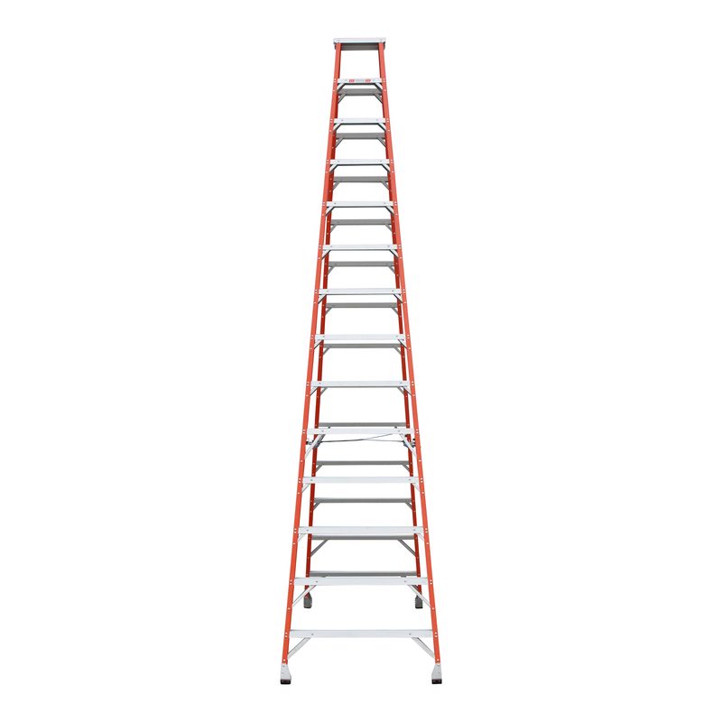 Indalex PROSF14D 4.3M  Industrial Fibreglass 150KG Pro Series Double Sided Step Ladder, view 2, on white background