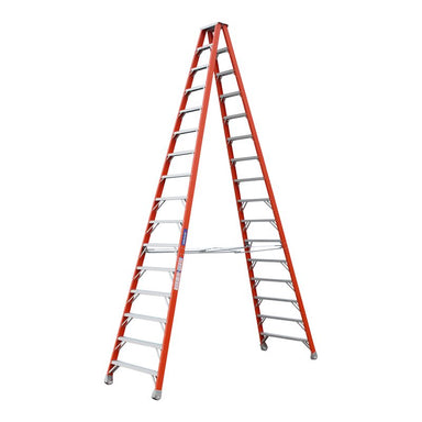 Indalex PROSF16D 4.9M  Industrial Fibreglass 150KG Pro Series Double Sided Step Ladder, view 2, on white background