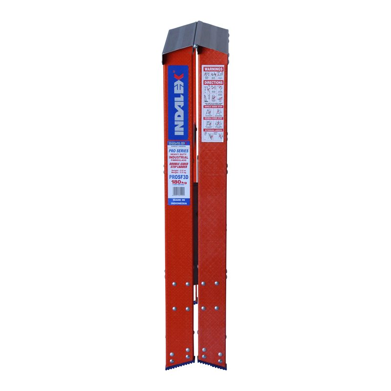 Indalex PROSF3D 0.9M  Industrial Fibreglass 180KG Pro Series Double Sided Step Ladder, view 3, on white background