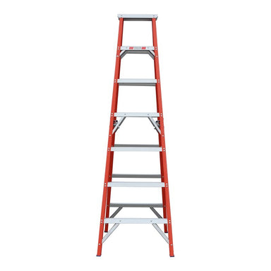 Indalex PROSF7D 2.1M  Industrial Fibreglass 180KG Pro Series Double Sided Step Ladder, view 1, on white background