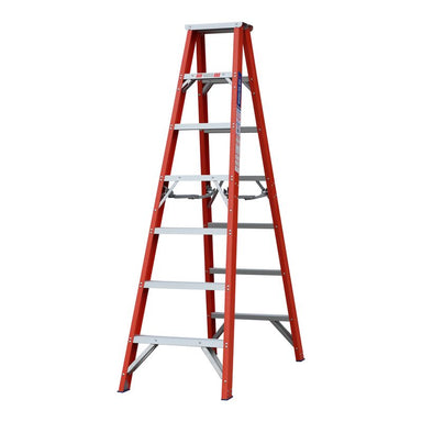 Indalex PROSF7D 2.1M  Industrial Fibreglass 180KG Pro Series Double Sided Step Ladder, view 3, on white background