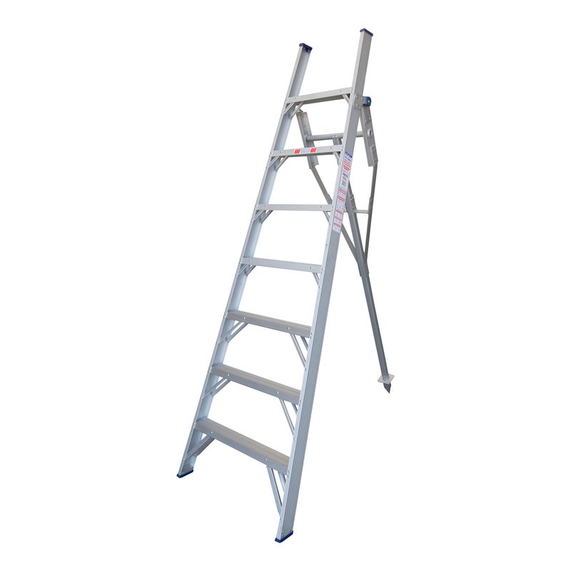 Indalex PROT8 2.4M Industrial Aluminium 150KG Pro Series Orchard Ladder, view 3, on white background