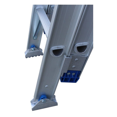 Indalex PROX14-SF 2.6M-4.1M  Industrial Aluminium 180KG Pro Series Extension Ladder - Swivel Feet, swivel feet, on white background
