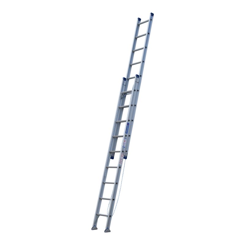 Indalex PROX18-SF 3.2M-5.3M  Industrial Aluminium 180KG Pro Series Extension Ladder - Swivel Feet, view 1, on white background