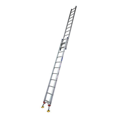 Indalex PROX22 3.8M-6.6M  Industrial Aluminium 180KG Pro Series Extension Ladder - Level Arc, extended, on white background