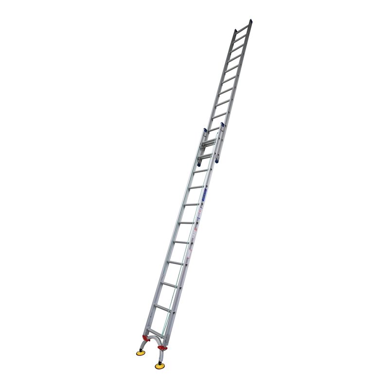 Indalex PROX22 3.8M-6.6M  Industrial Aluminium 180KG Pro Series Extension Ladder - Level Arc, extended, on white background