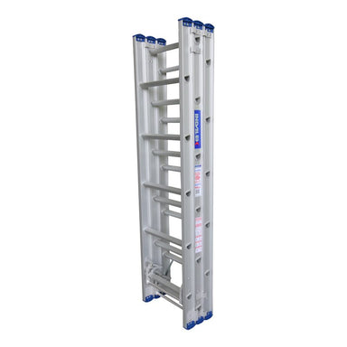 Indalex PROXT15 1.7M-4.5M  Industrial Aluminium 150KG Pro Series Triple Extension Ladder, closed, on white background