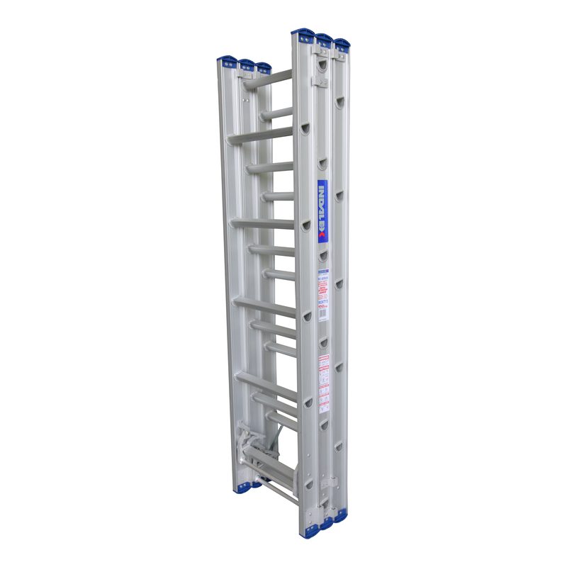 Indalex PROXT15 1.7M-4.5M  Industrial Aluminium 150KG Pro Series Triple Extension Ladder, closed, on white background