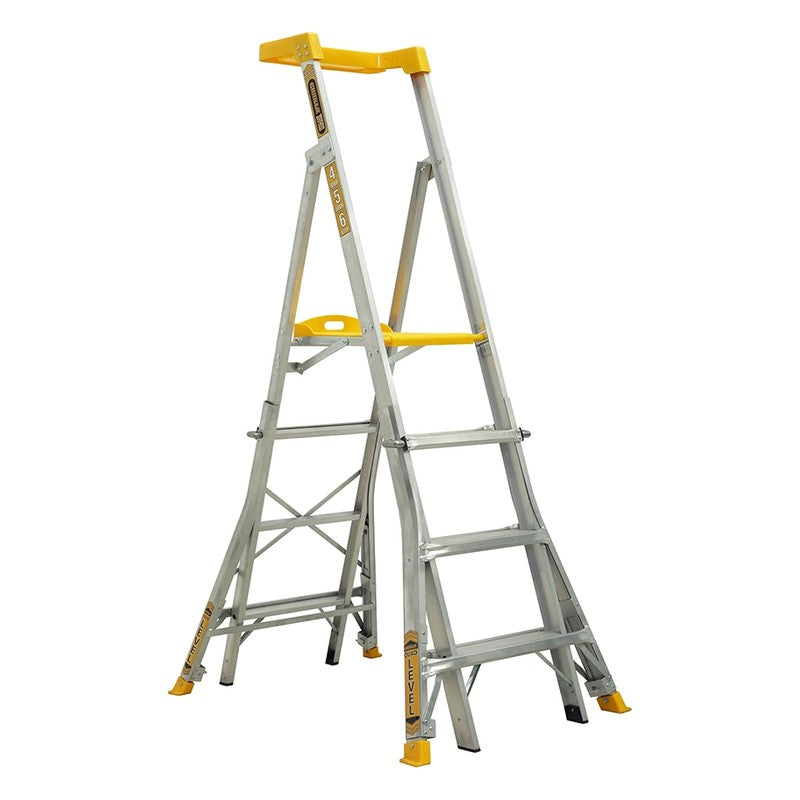 Gorilla Compact Height Adjustable Platform Ladder with Quad Leveller 4-6 Step RPL0406-LVL