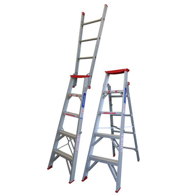 Indalex TRDDP5 1.5M-2.6M Industrial Aluminium 150KG Tradesman Dual Purpose Step Ladder