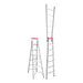Indalex TRDDP7 2.1M-3.8M Industrial Aluminium 150KG Tradesman Dual Purpose Step Ladder shown in both step and extension configurations on a white background