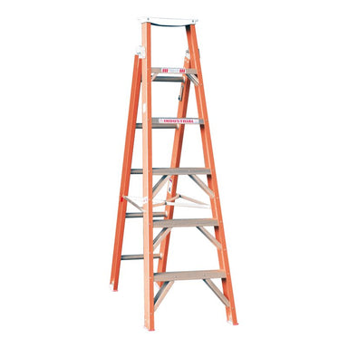 Indalex TRDDPF6 1.8M-3.2M Industrial Fibreglass 150KG Tradesman Dual Purpose Step Ladder front angle view on white background