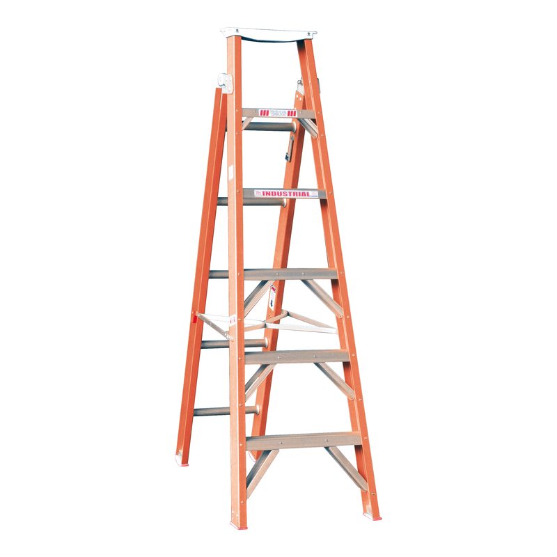 Indalex TRDDPF6 1.8M-3.2M Industrial Fibreglass 150KG Tradesman Dual Purpose Step Ladder front angle view on white background
