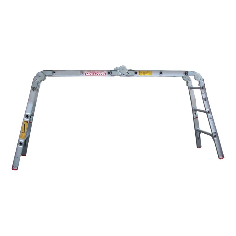 Indalex TRDMP13 1m - 3.95m Industrial Aluminium 120KG Tradesman Multipurpose Ladder in scaffold configuration on white background