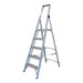 Indalex TRDP8/5 1.5M Industrial Aluminium 150KG Tradesman Slimline Platform Ladder side view on white background