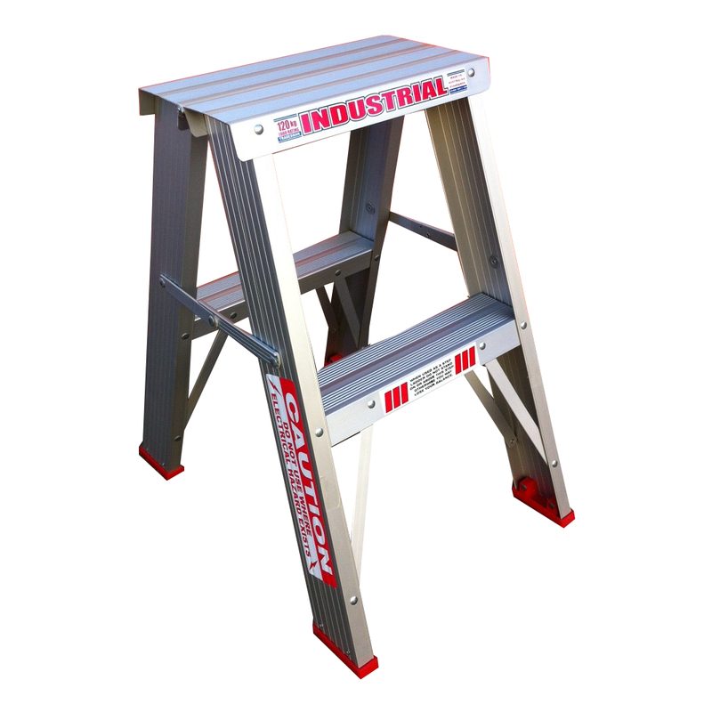 Indalex TRDS2D 0.6M Industrial Aluminium 150KG Tradesmen Double Sided Step Ladder on white background
