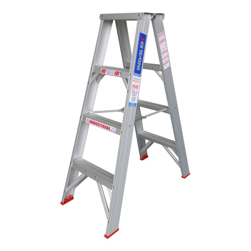 Indalex TRDS4D 1.2M Industrial Aluminium 150KG Tradesmen Double Sided Step Ladder on white background