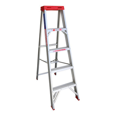 Indalex TRDS5 1.5M Industrial Aluminium 135KG Tradesmen Single Sided Step Ladder front angle view on white background