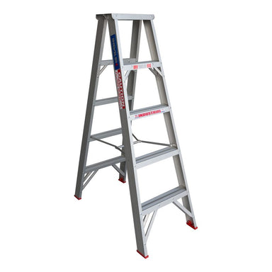Indalex TRDS5D 1.5M Industrial Aluminium 150KG Tradesmen Double Sided Step Ladder on white background