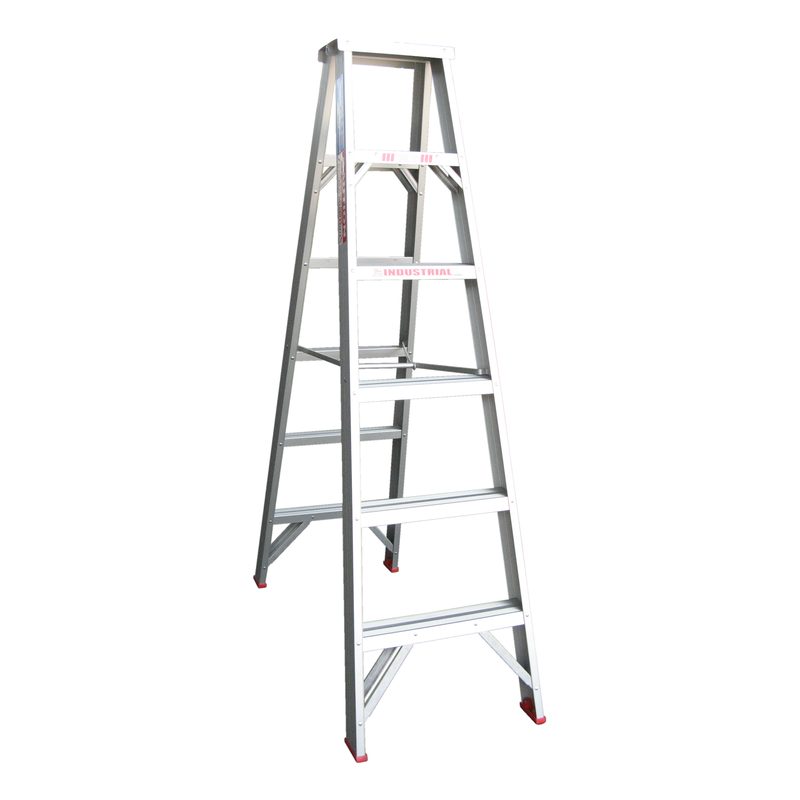 Indalex TRDS6D 1.8M Industrial Aluminium 150KG Tradesmen Double Sided Step Ladder on white background