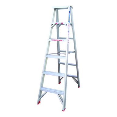 Indalex TRDS6D 1.8M Industrial Aluminium 150KG Tradesmen Double Sided Step Ladder on white background