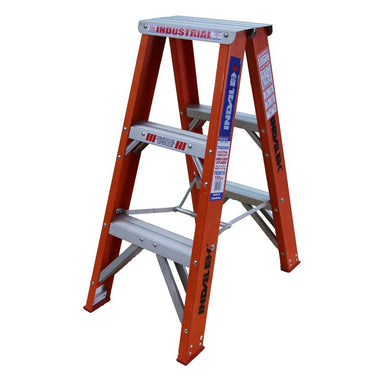 Indalex TRDSF3D 0.9M Industrial Fibreglass 150KG Tradesman Double Sided Step Ladder on white background