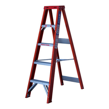 Indalex TRDSF5 1.5M Industrial Fibreglass 135KG Tradesman Single Sided Step Ladder front angle view on white background