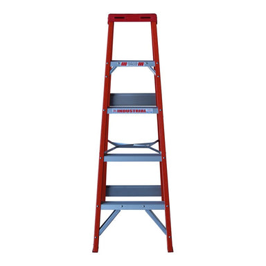 Indalex TRDSF5 1.5M Industrial Fibreglass 135KG Tradesman Single Sided Step Ladder front view on white background