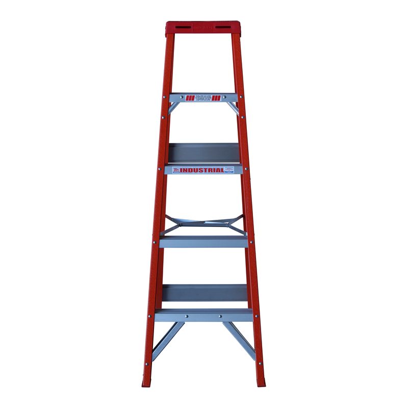 Indalex TRDSF5 1.5M Industrial Fibreglass 135KG Tradesman Single Sided Step Ladder front view on white background