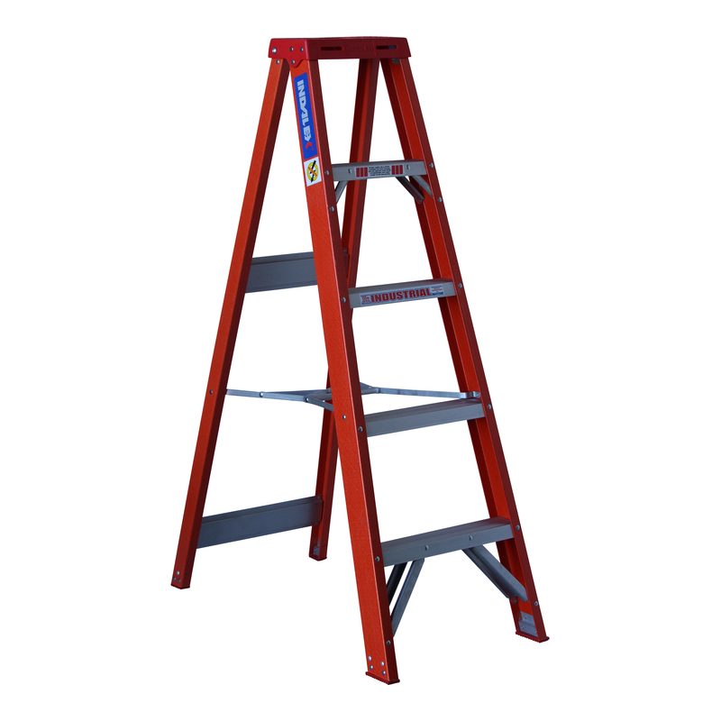 Indalex TRDSF5 1.5M Industrial Fibreglass 135KG Tradesman Single Sided Step Ladder side view on white background