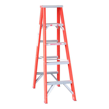 Indalex TRDSF5D 1.5M Industrial Fibreglass 150KG Tradesman Double Sided Step Ladder on white background