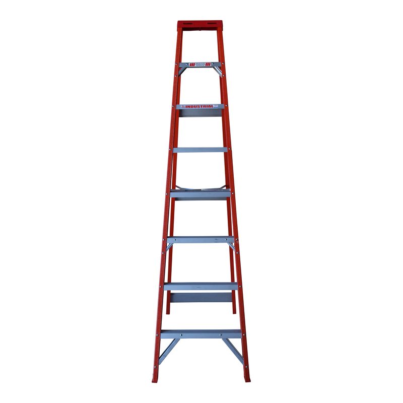 Indalex TRDSF8 2.4M Industrial Fibreglass 135KG Tradesman Single Sided Step Ladder front view on white background