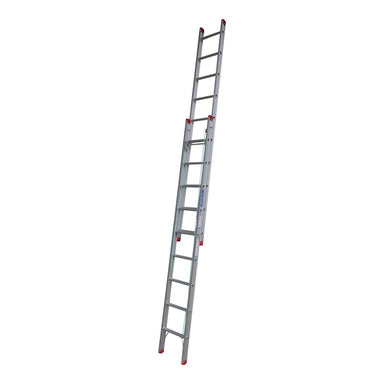 Indalex TRDX18 3.2M-5.3M Industrial Aluminium 135KG Tradesman Extension Ladder extended on white background