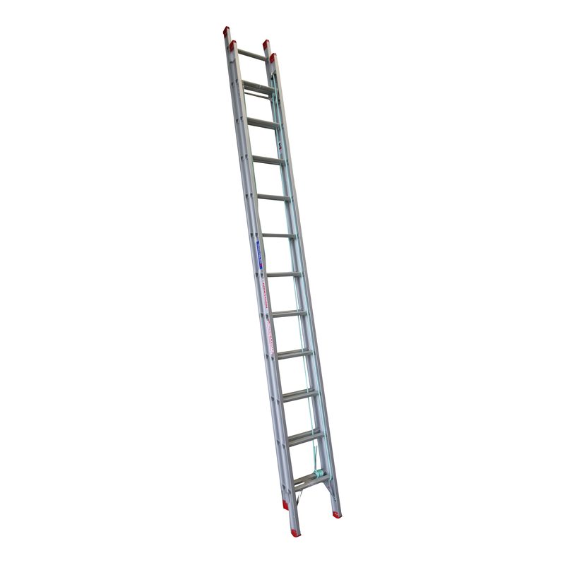 Indalex TRDX22 3.8M-6.6M Industrial Aluminium 135KG Tradesman Extension Ladder angled view on white background