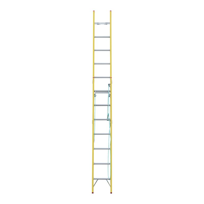 Indalex TRDXF14 2.8M-4.3M Industrial Fibreglass 135KG Tradesman Extension Ladder front view on white background