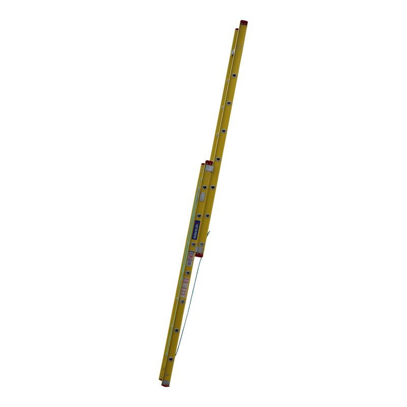 Indalex TRDXF14 2.8M-4.3M Industrial Fibreglass 135KG Tradesman Extension Ladder side view on white background