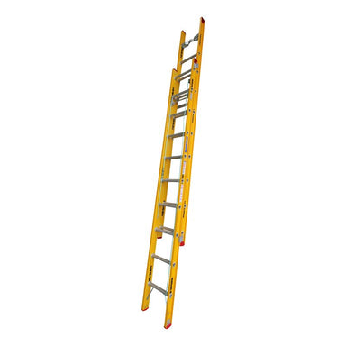 Indalex TRDXF18 3.4M-5.5M Industrial Fibreglass 135KG Tradesman Extension Ladder extended view on white background