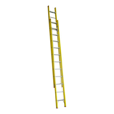 Indalex TRDXF22 4.0M-6.7M Industrial Fibreglass 135KG Tradesman Extension Ladder extended on white background