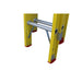 Close-up of the feet and bottom rung of the Indalex TRDXF24 4.3M-7.3M Industrial Fibreglass 135KG Tradesman Extension Ladder
