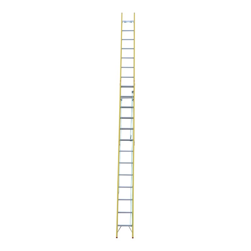 Indalex TRDXF24 4.3M-7.3M Industrial Fibreglass 135KG Tradesman Extension Ladder front view on white background