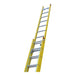 Indalex TRDXF26 4.9M-8.2M Industrial Fibreglass 120KG Tradesman Extension Ladder angled view on white background