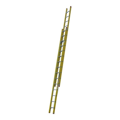 Indalex TRDXF26 4.9M-8.2M Industrial Fibreglass 120KG Tradesman Extension Ladder extended on white background