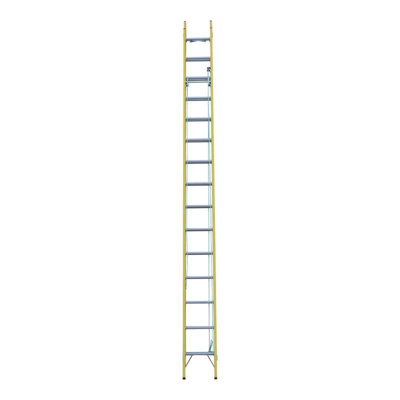Indalex TRDXF26 4.9M-8.2M Industrial Fibreglass 120KG Tradesman Extension Ladder front view on white background