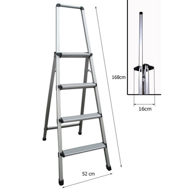 Indalex TT110 1.2M Domestic Aluminium 100KG Single Sided Step Ladder with dimensions