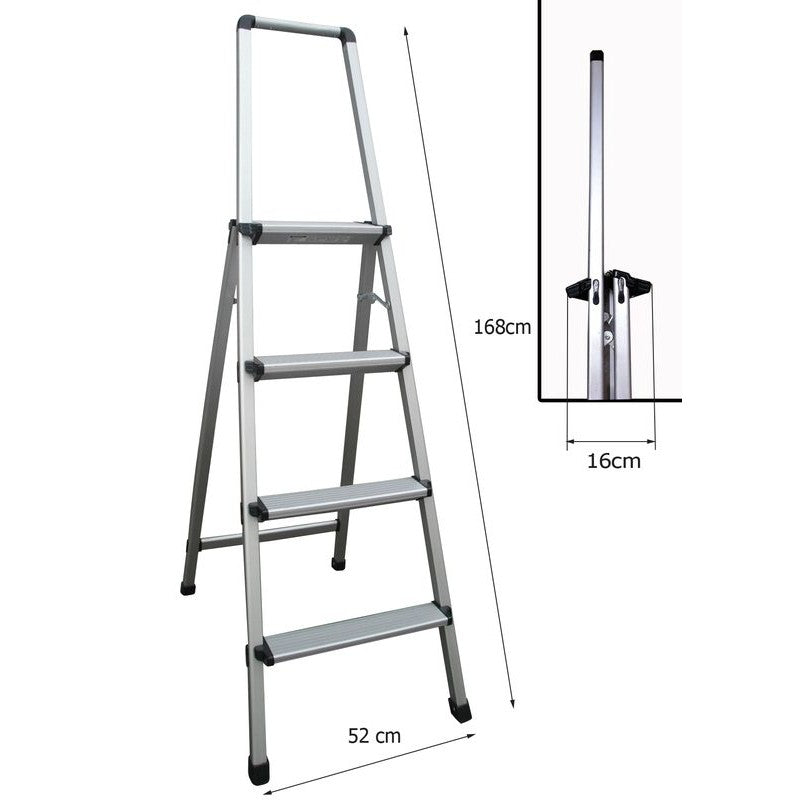 Indalex TT110 1.2M Domestic Aluminium 100KG Single Sided Step Ladder with dimensions