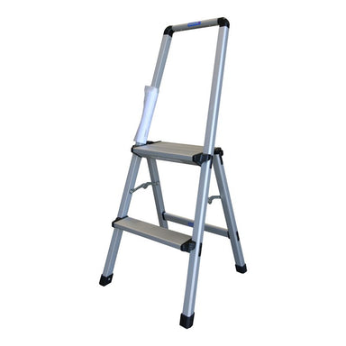 Indalex TT60 0.6M Domestic Aluminium 100KG Single Sided Step Ladder front angled view on white background