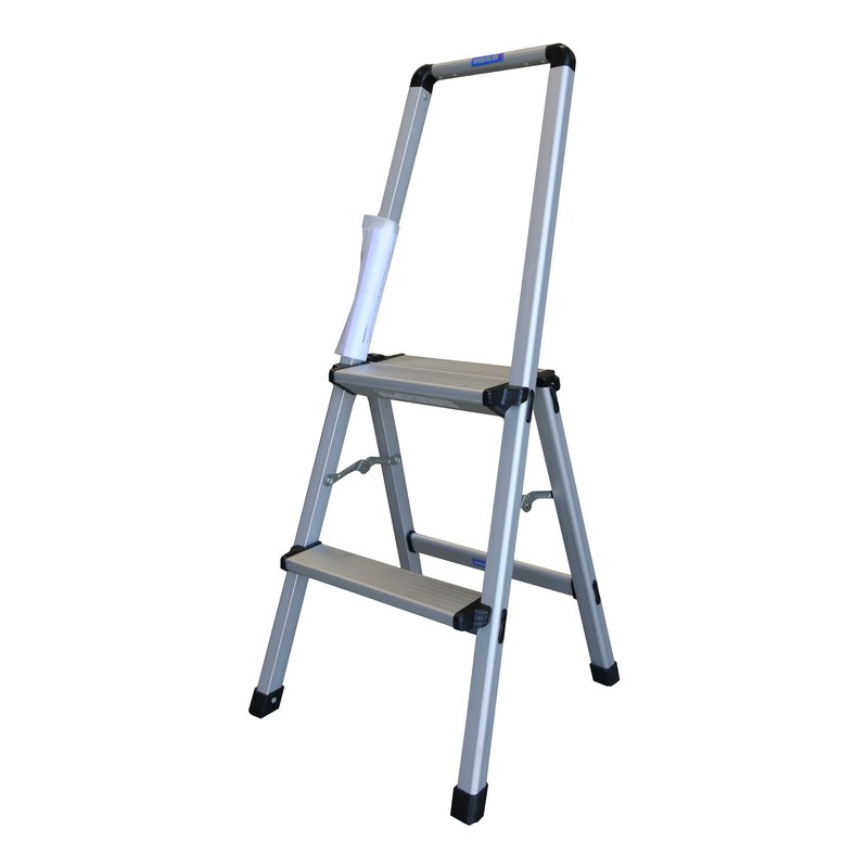 Indalex TT60 0.6M Domestic Aluminium 100KG Single Sided Step Ladder front angled view on white background