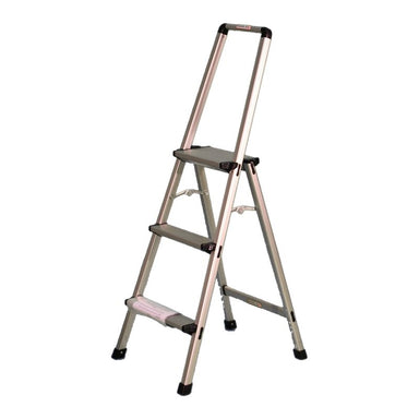 Indalex TT80 0.9M Domestic Aluminium 100KG Single Sided Step Ladder side view on white background
