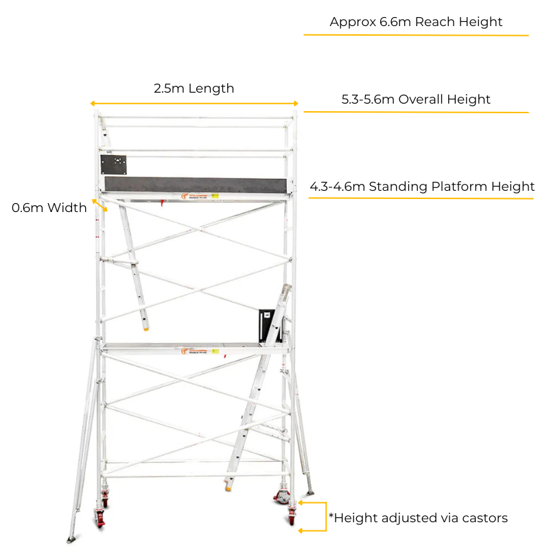 Total Aluminium 4.3-4.6m Narrow Mobile Scaffolding Tower (Single Width)